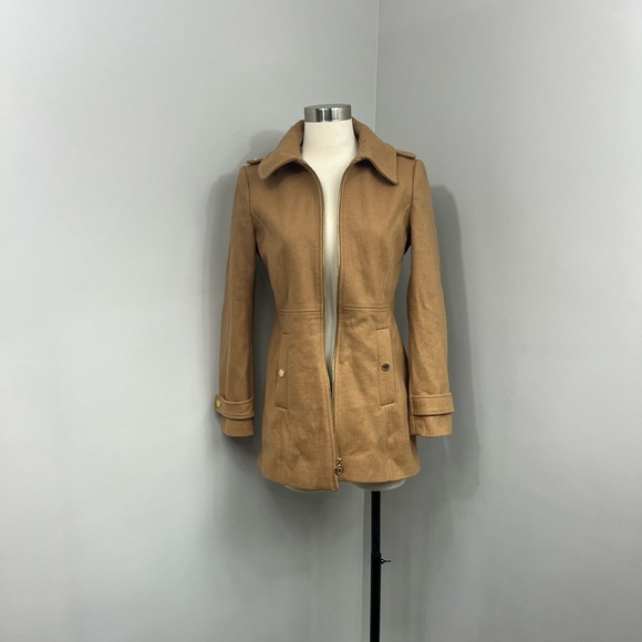 Michael‎ Kors Tan Wool Pea Coat Jacket - Picture 1 of 16